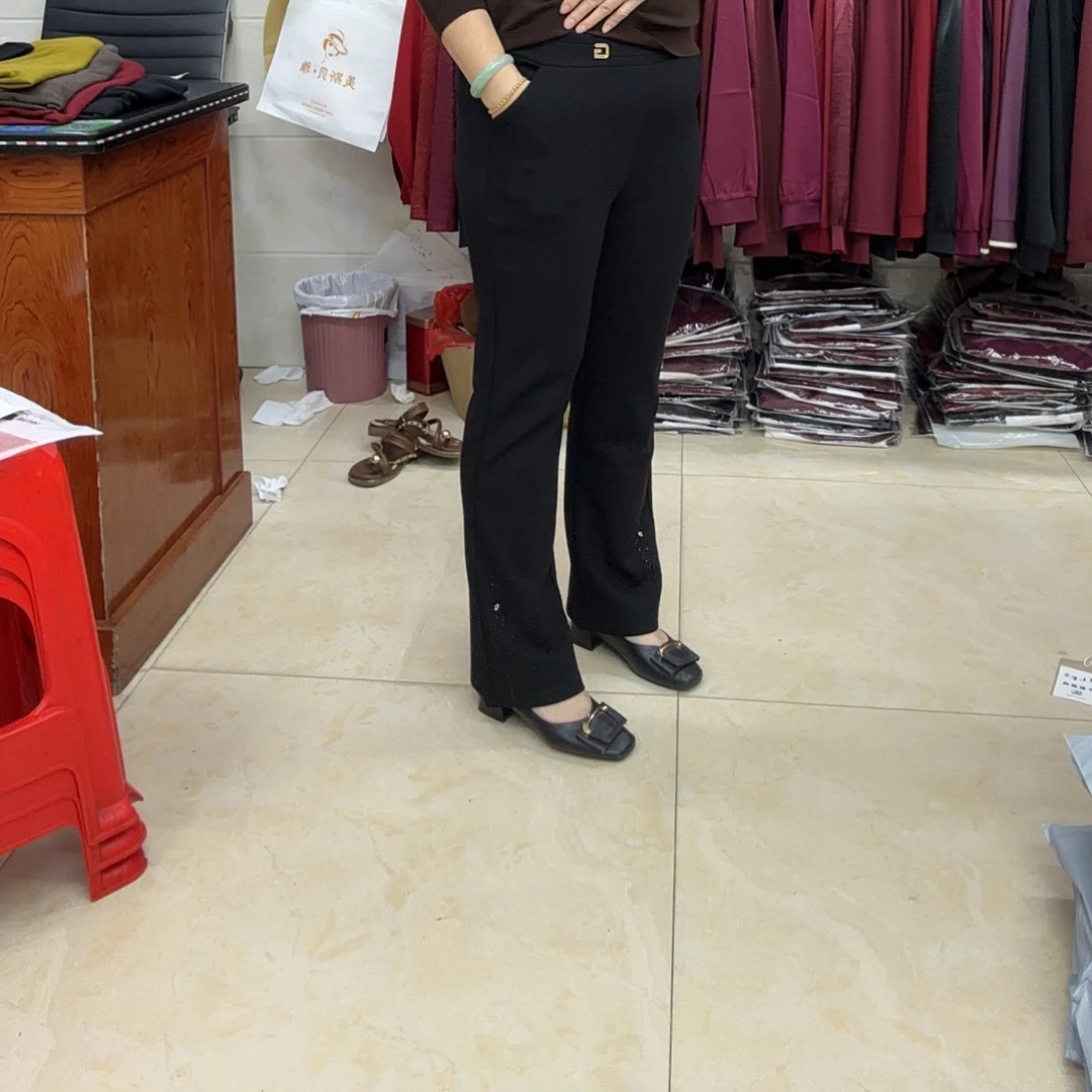 3秋冬季爆款大码百搭女士时尚气质微喇叭裤1527