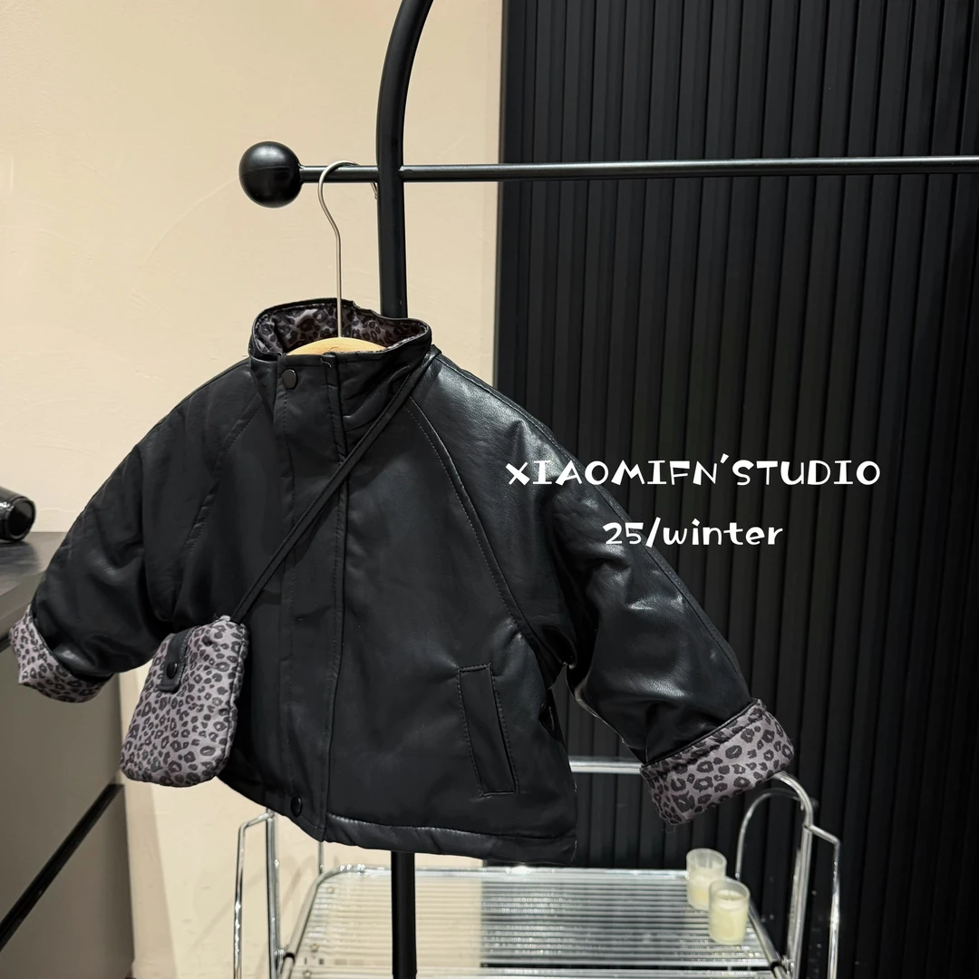 现货【实体品牌】2025秋冬新款皮衣兔毛外套上衣洋气男儿童装8008