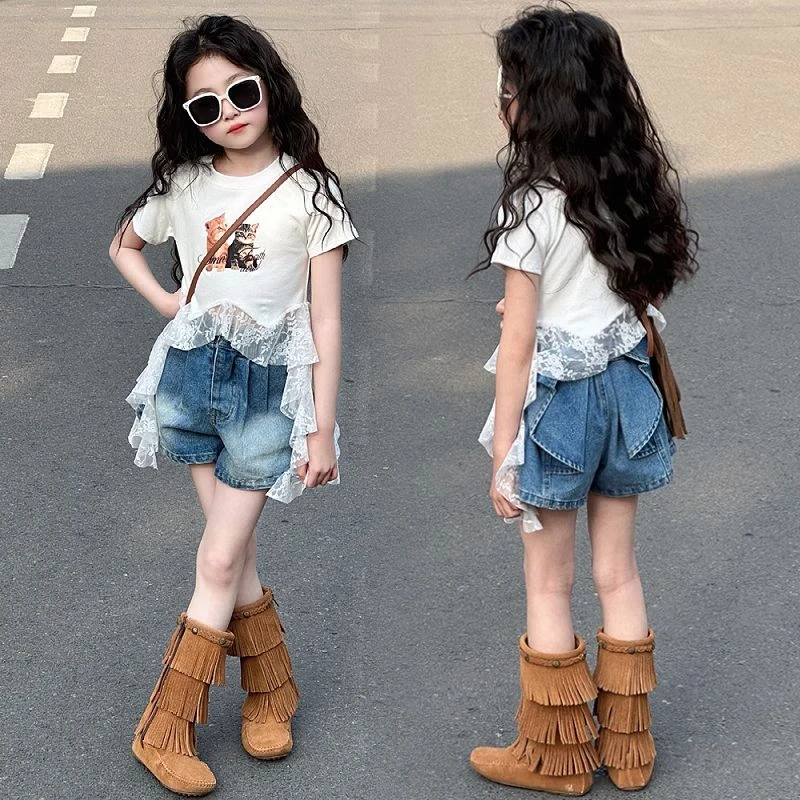 女童短裤外穿2025夏季洋气时髦街舞女孩牛仔裤子儿童夏装三分热裤