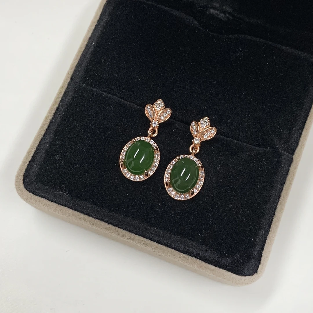 HW【麦子家族618大促】天然和田玉耳饰S925银百搭耳钉F61