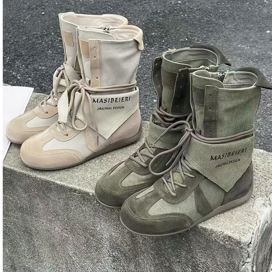 夏季2025新款爆款真皮中筒复古户外工装废土风透气马丁靴