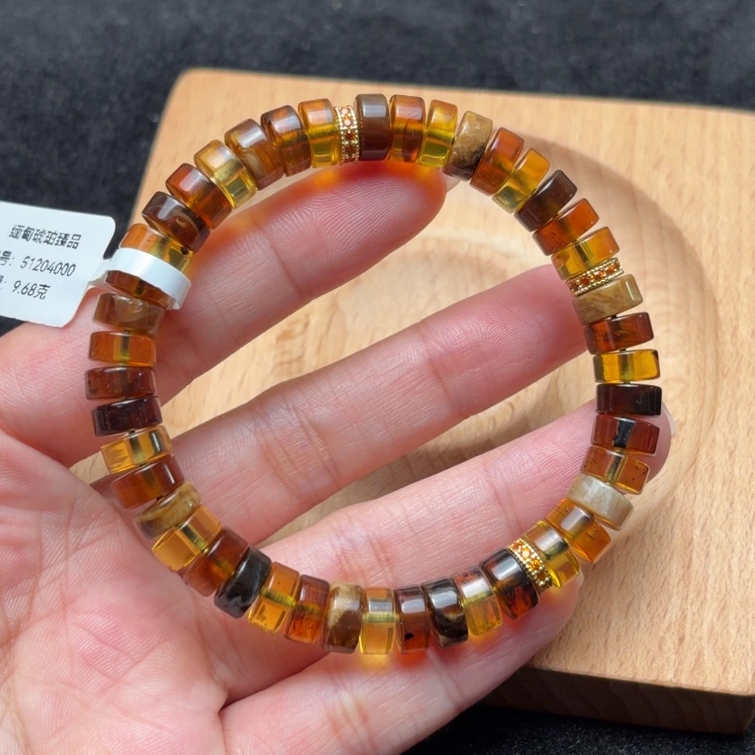 琥珀合金珠宝奇石8mm多宝药片珠