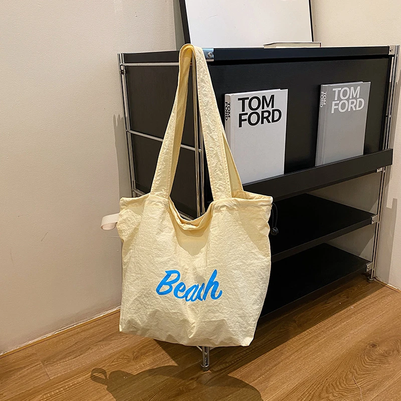 慵懒风单肩包通勤出行糖果色大容量托特包女帆布包布袋腋下手提包