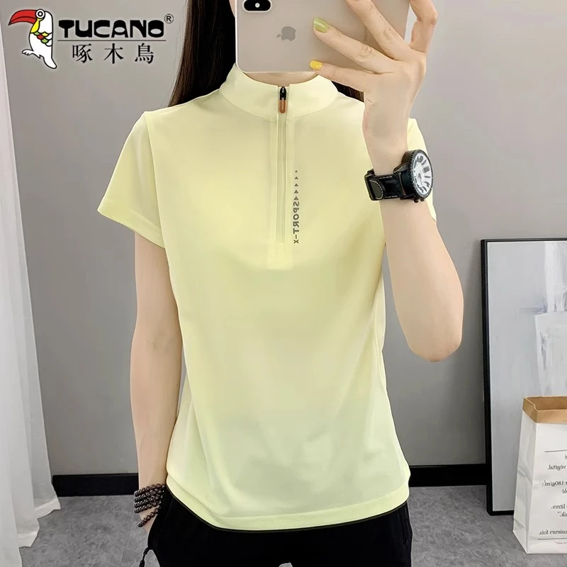 【官方】啄木鸟速干衣女2025新款夏季凉感透气跑步运动妈妈短袖t恤