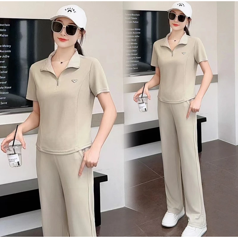 9822显瘦气质洋气时尚休闲女士夏夏阔腿薄款减龄宽松修身立领套装