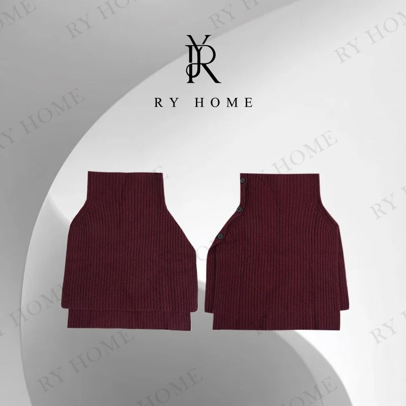 【容雨RYHOME】100%绵羊毛高领套头叠穿针织披肩253WJ1134