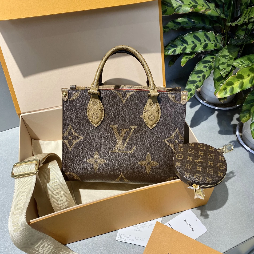 99新 LouisVuitton/路易威登 LV  老花小号onthego 手提单肩包