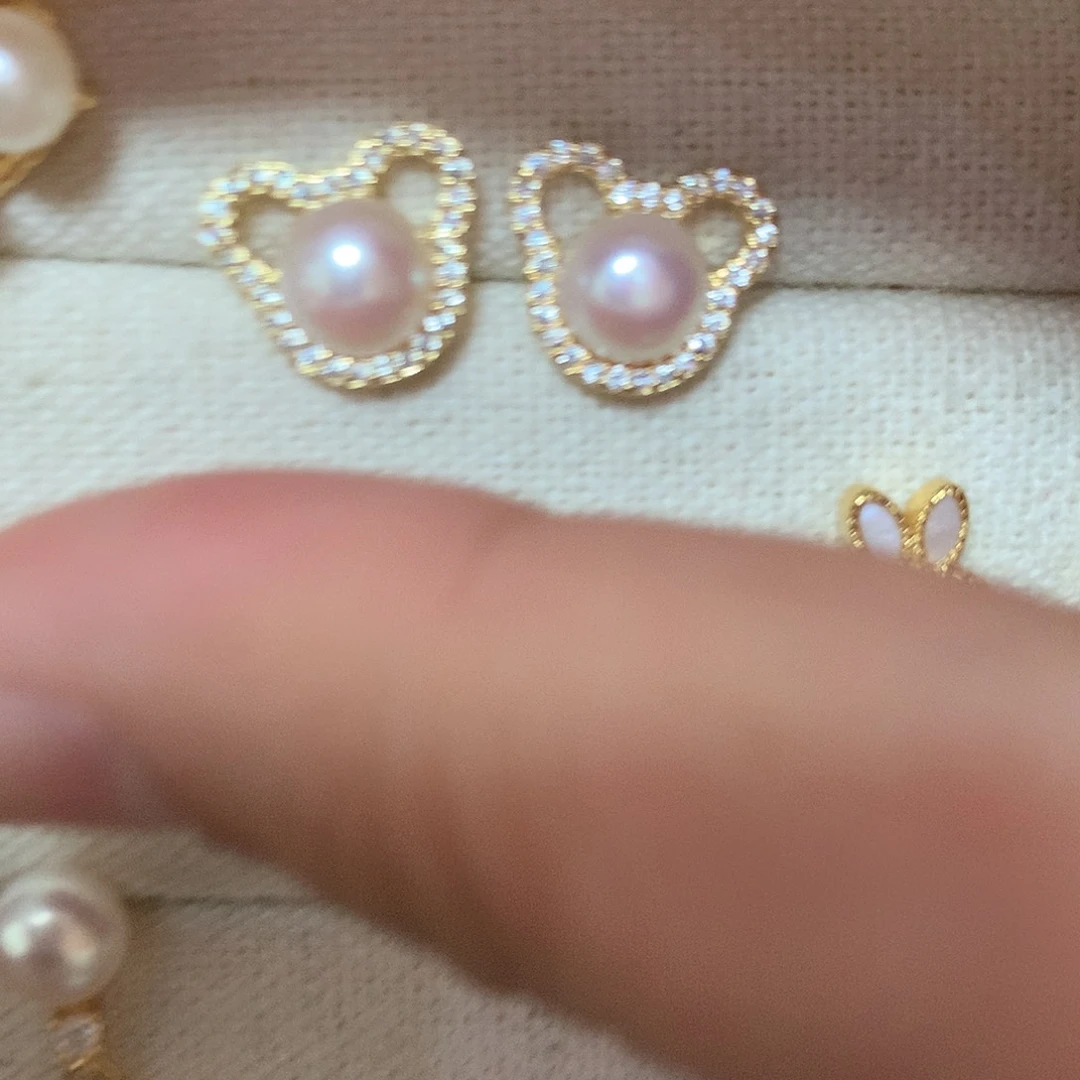 淡水珍珠耳饰合金