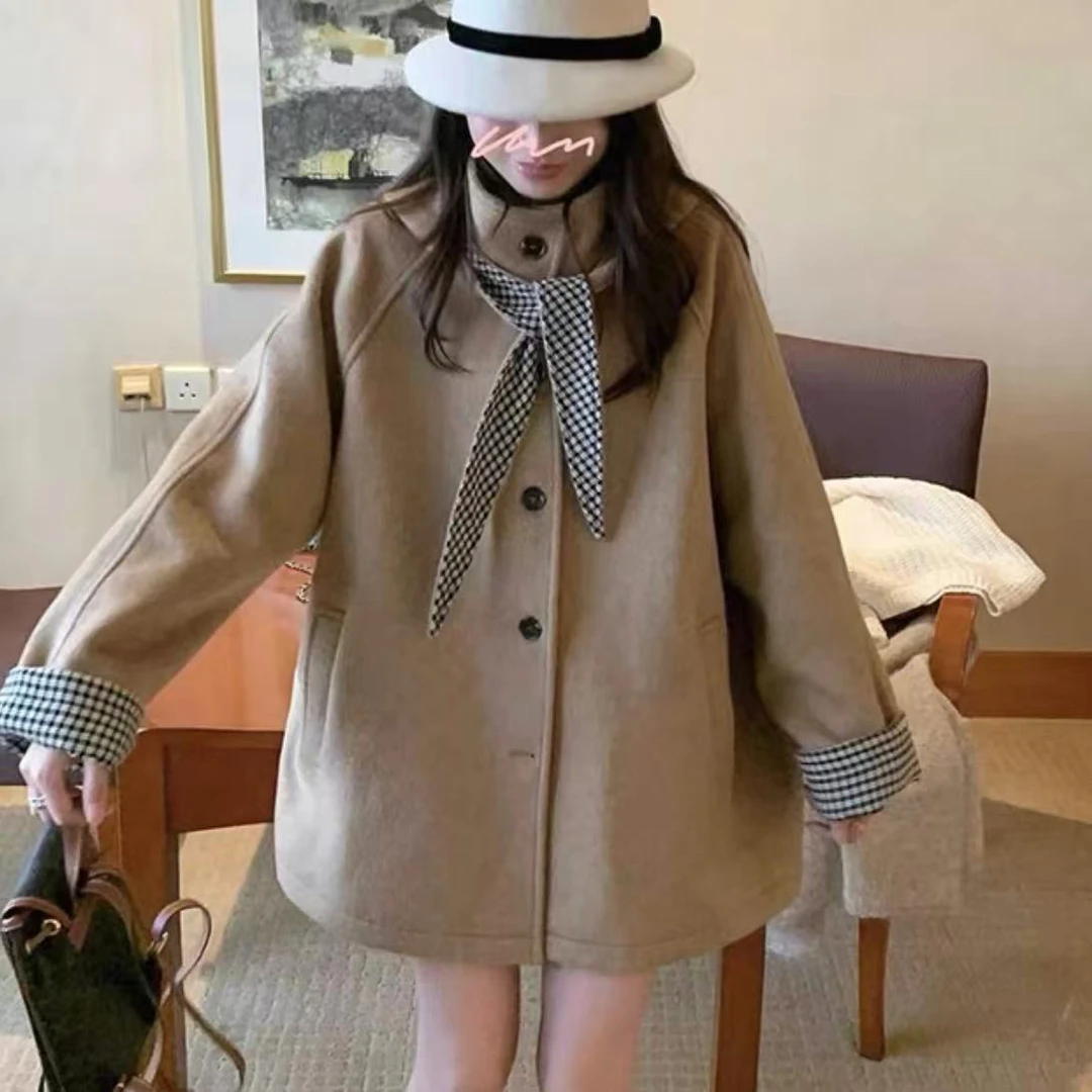 韩版高级感气质呢子大衣女2025秋冬新款中长款休闲毛呢外套