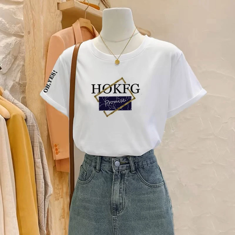 短袖t恤女2025夏季新款韩版宽松半袖体恤时尚洋气减龄显瘦上衣服