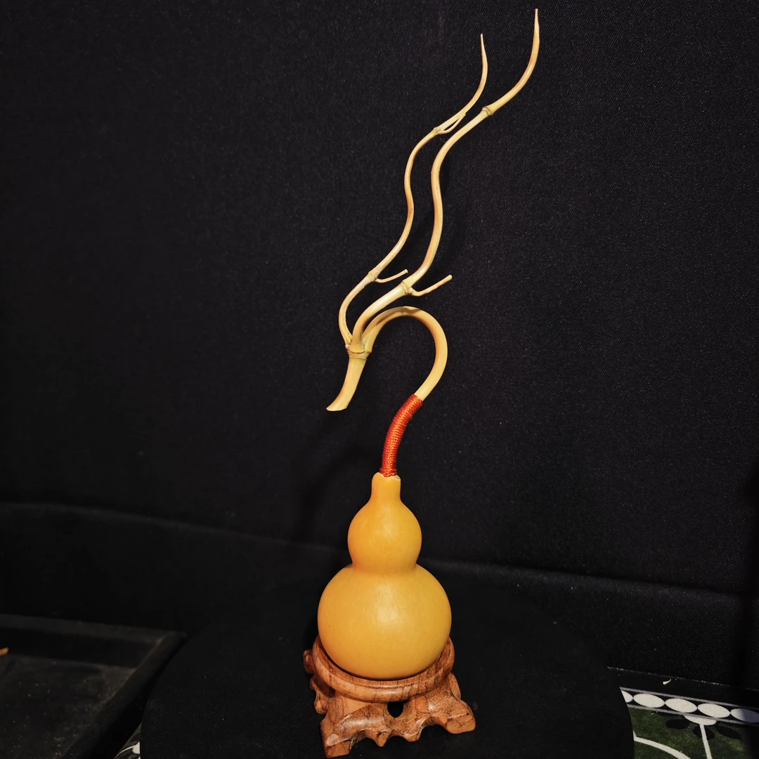 龙头葫芦配件实心竹竹制龙头纯手工摆件茶室焚香香插摆件