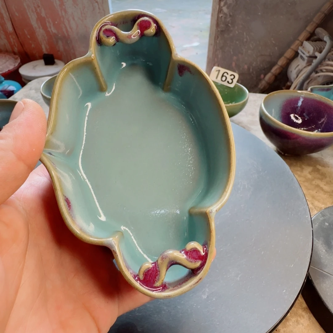 福***寿瓷片宋钧仿古鸡心碗
