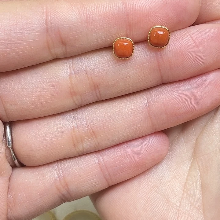 南红玛瑙银S925镶嵌耳饰