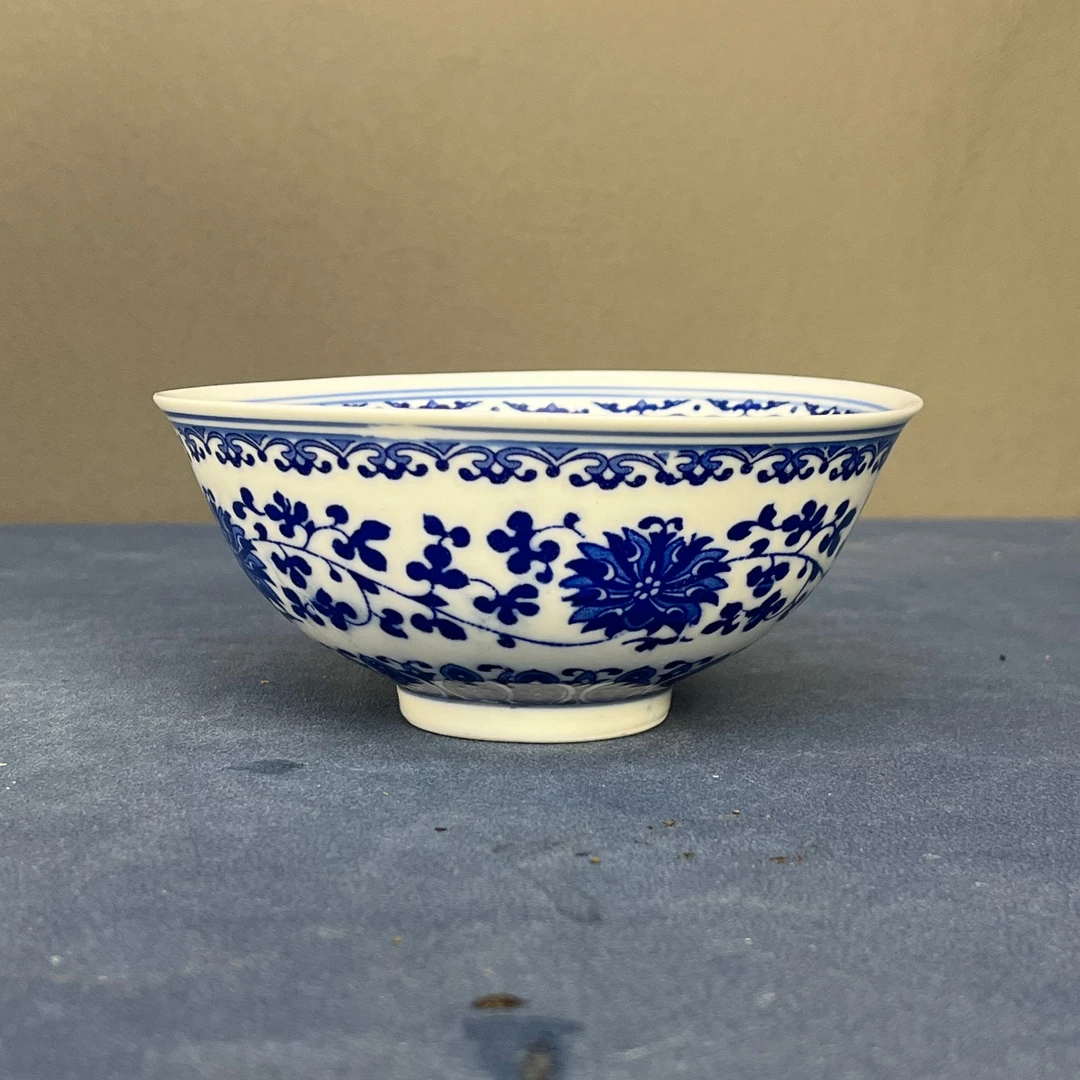 【微瑕慎拍】106景德镇老厂瓷青花玲珑系列赏碗