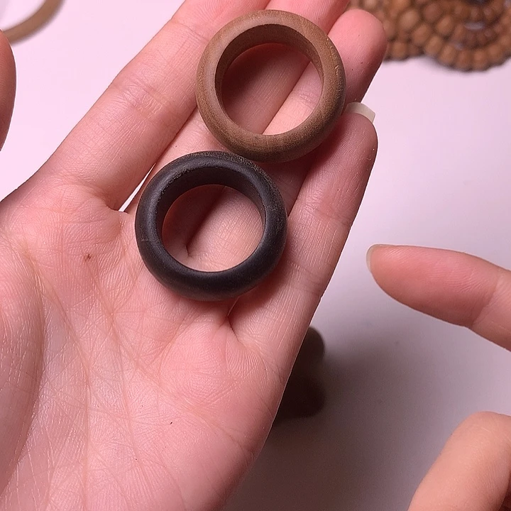 檀香木无事牌檀香戒指一对