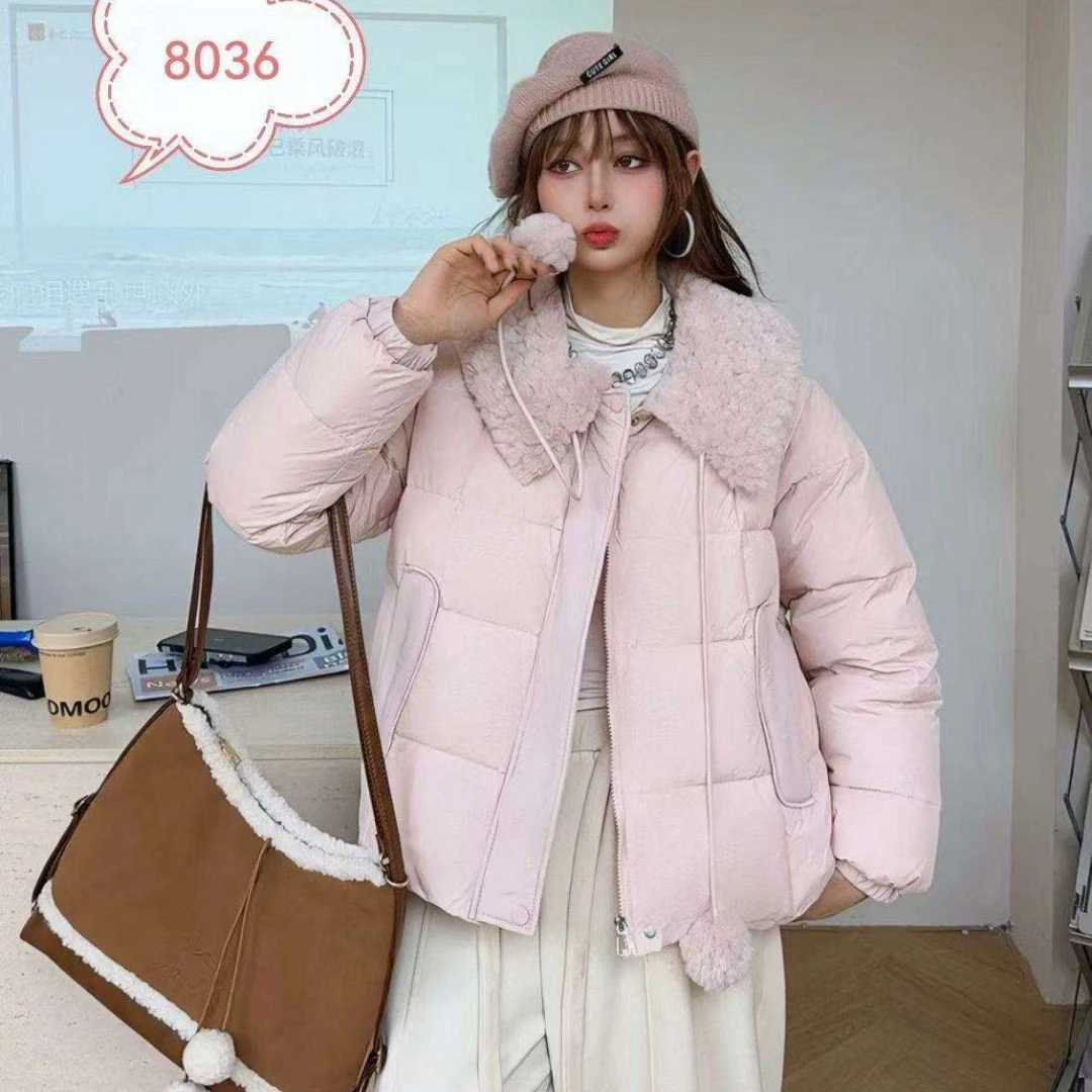 拼接翻领甜美学院风外套8036