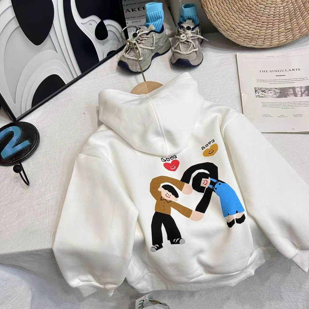 WY-013 白色 亲子帽衫休闲针织卫衣 休闲高品质 百搭休闲卫衣