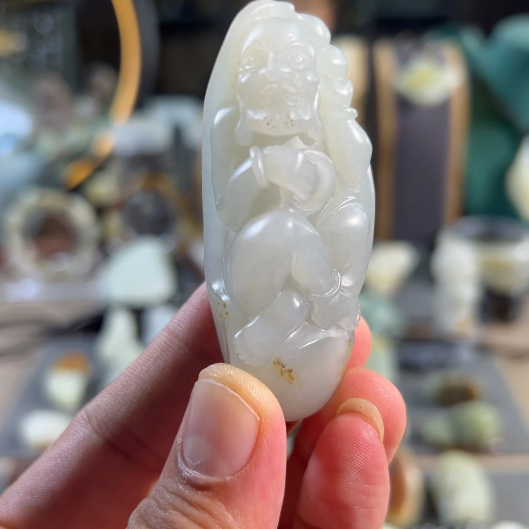 和田玉未镶嵌把件真皮真色