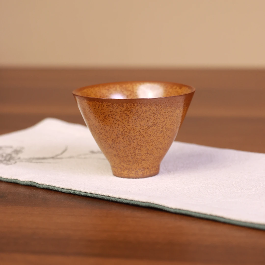 【境悟器】黄金瓷高斗笠杯.2303.中式黄金瓷复古品茗杯.BL