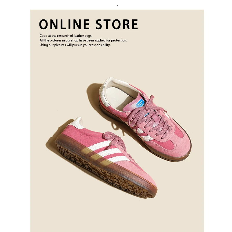 Jours De草莓熊粉色德训鞋女款2025春季新款百搭内增高阿甘休闲鞋