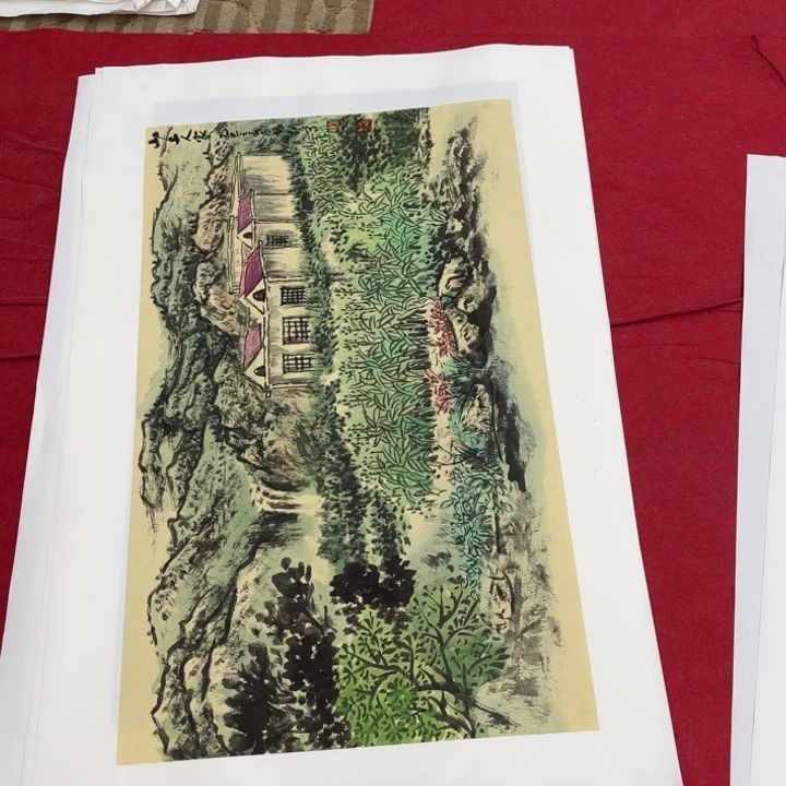 国画花鸟等图案为一体而