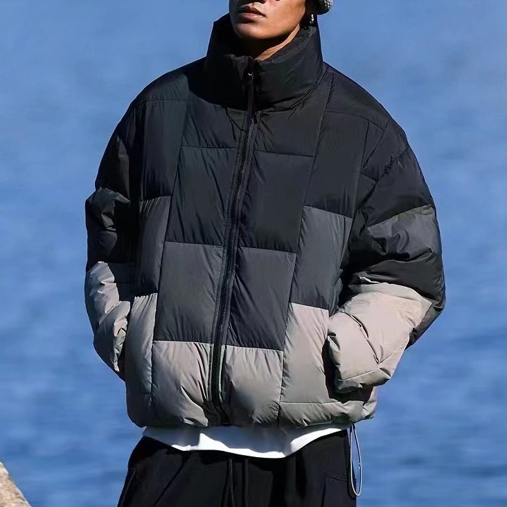 时尚百搭男士蓬松保暖渐变立领羽绒服