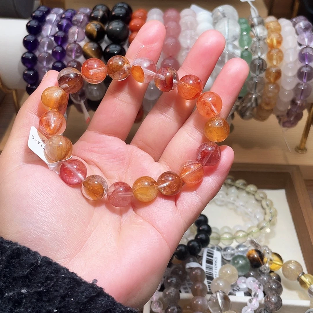 未镶嵌手链烟晶红胶花