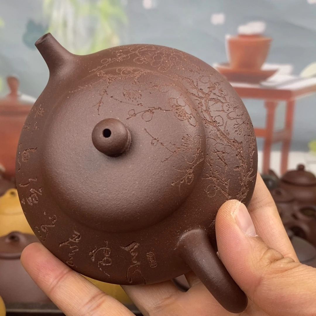 茶壶紫砂静乐200cc左右原矿深井紫泥0添加半手工