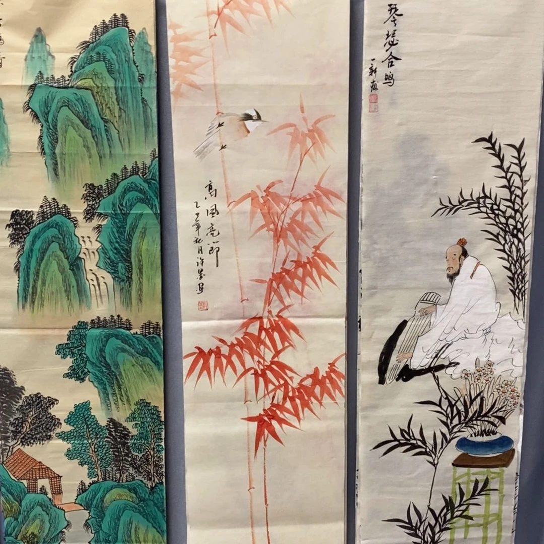 国画尺寸140✖️35一套四张手绘竹子条屏