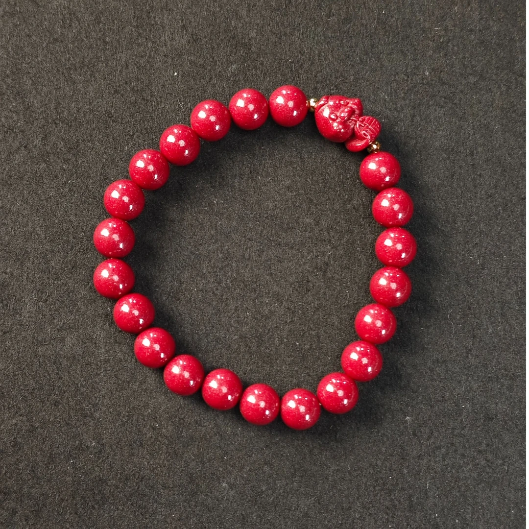 含辰砂工艺品朱砂8mm圆珠手串-平安