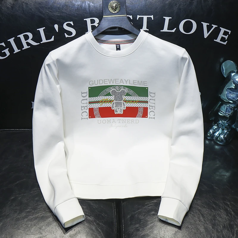 塔姆达鲁亚春秋季时尚卫衣男士潮流印花休闲修身圆领套头打底衫