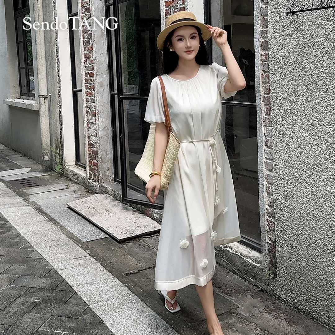 现货限定高货【杏仁奶茶】胖多女装春夏新款休闲气质时尚连衣裙