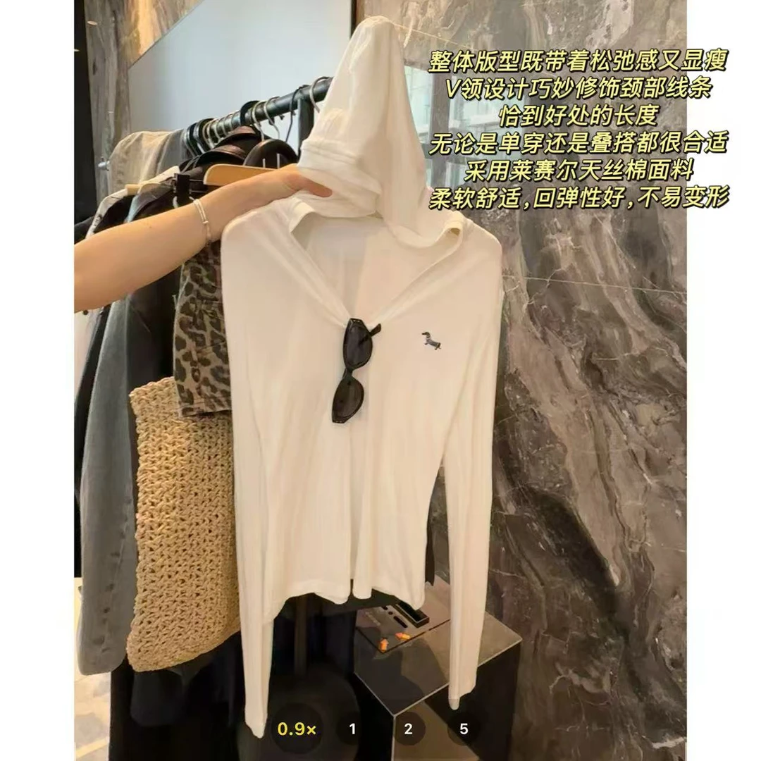 徐秋阳 小狗帽衫   春季新款百搭时尚休闲显瘦白色上衣12677