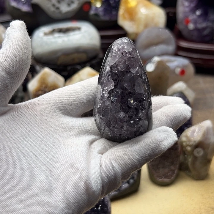 三***羽紫晶珠宝半成品未镶嵌晶柱1