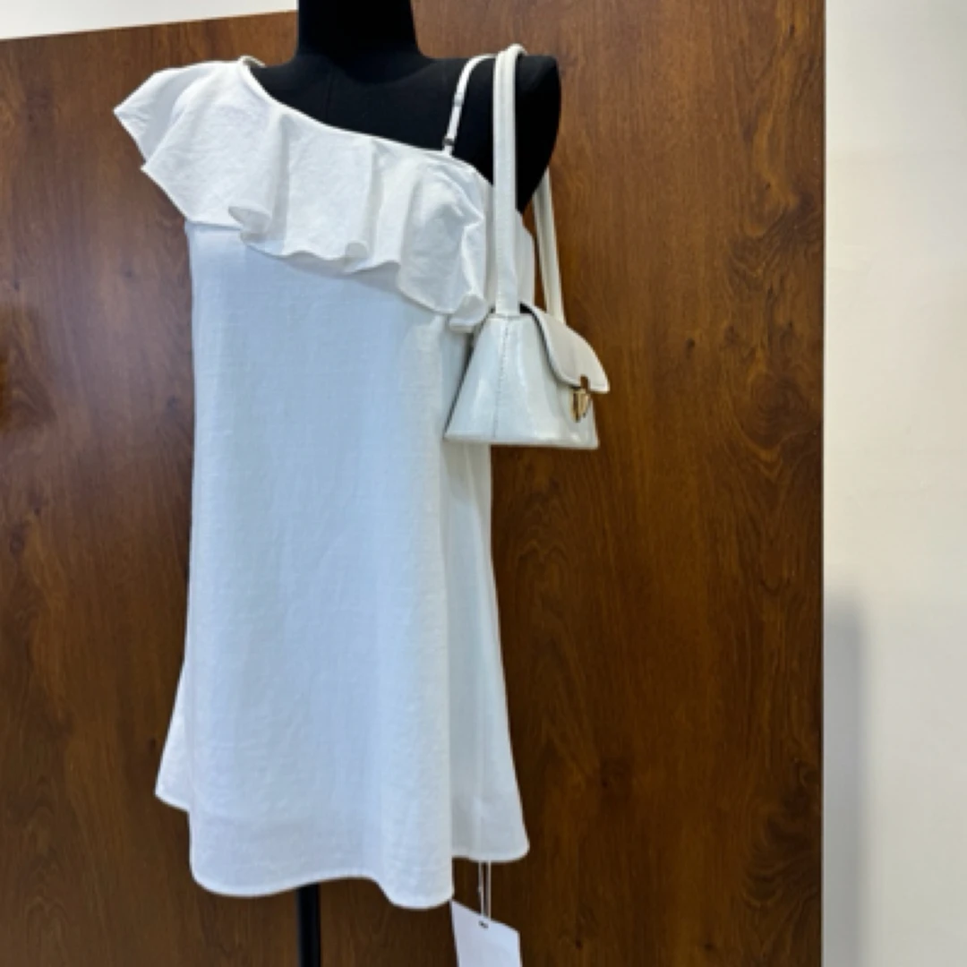 夏季气质荷叶边无袖连衣裙女士修身简约百搭