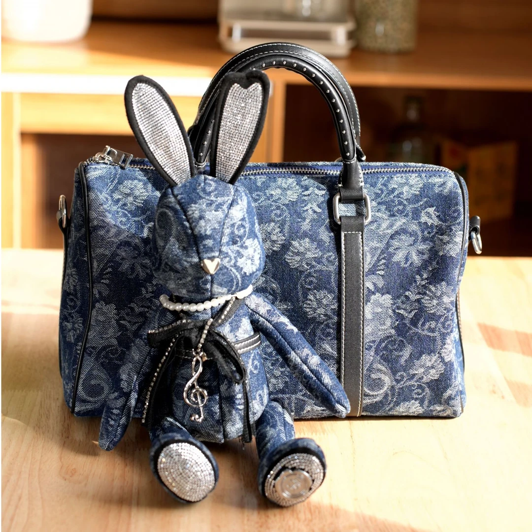 SweetRose蒽薆牛仔布波士顿包包潮流百搭单肩轻便女包小众