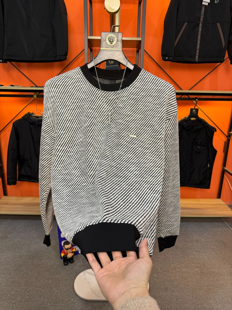 春夏潮流繁星针织斜纹轻奢套头圆领T恤时尚休闲男装短袖高奢重工