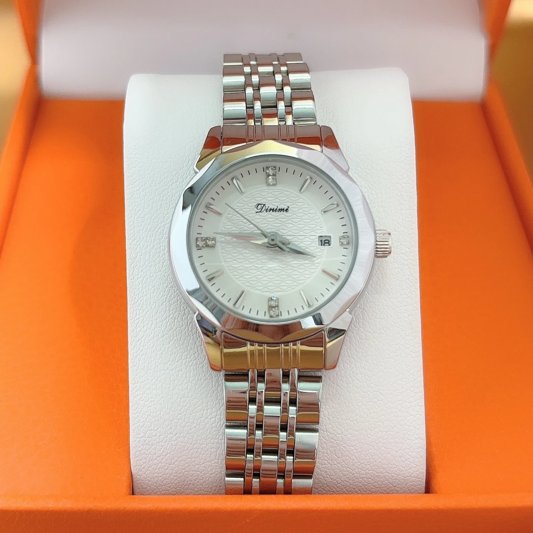 女士轻奢双日历镶钻石英防水经典百搭手表