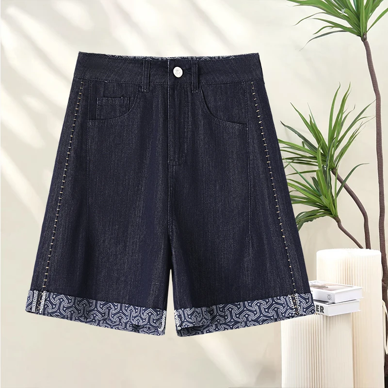 夏季薄款微弹牛仔短裤女2025新款小个子复古卷边短裤百搭热裤潮流