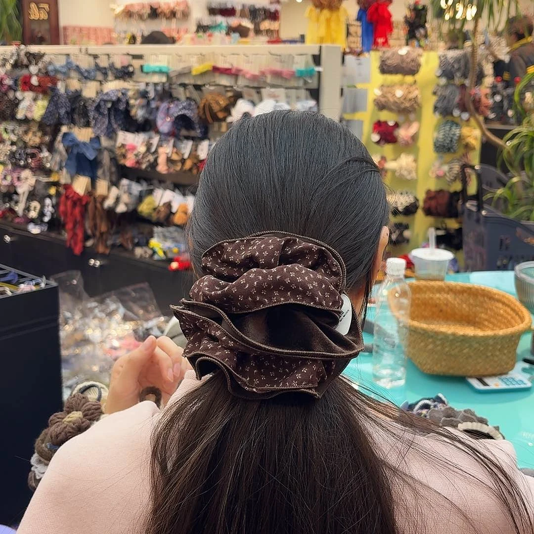 布艺非金属咖色碎花发圈20号