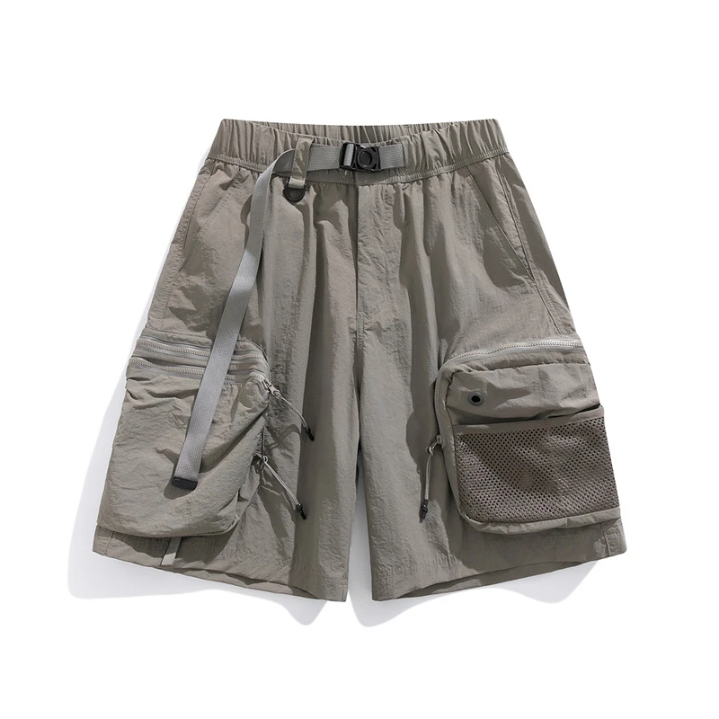 男士工装短裤户外夏季宽松直筒多口袋弹力潮牌五分裤速干薄款男裤