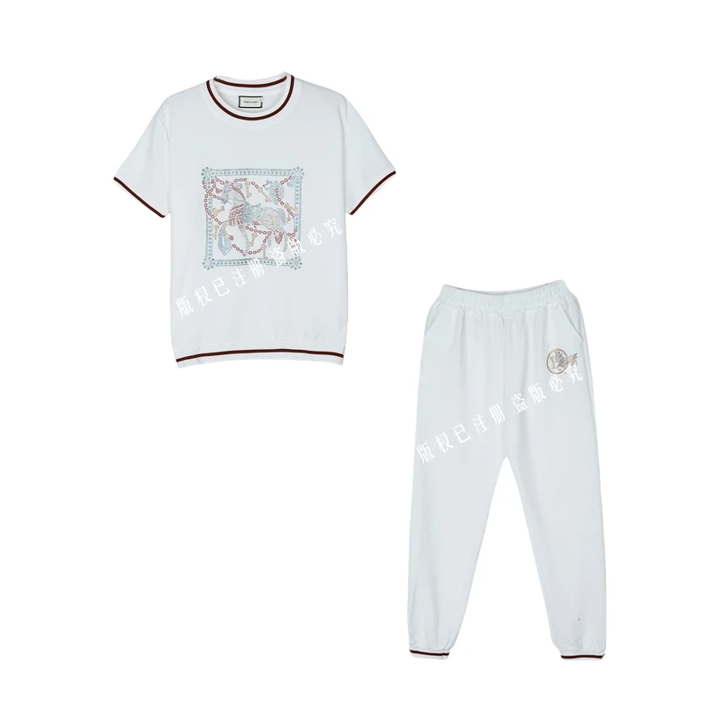 【宠粉专属】2025轻奢重工马车套装时尚设计短袖长裤套装宽松夏季