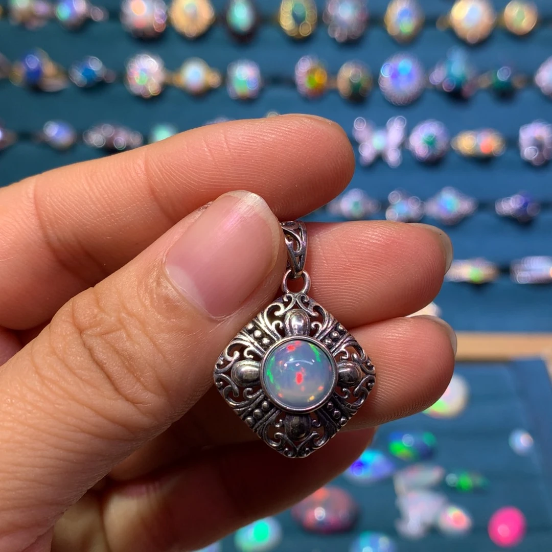 欧泊银S925镶嵌吊坠款