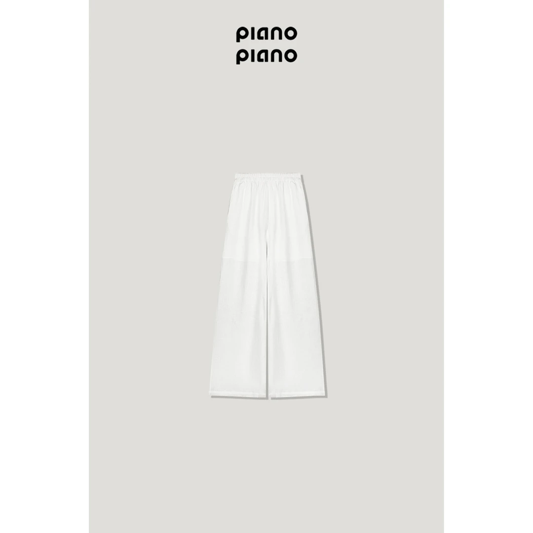 piano piano【调性亚麻裤】 调性全松紧垂感老钱风白亚麻裤LXK005