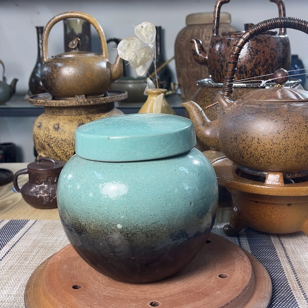 壶紫砂粗陶实用茶叶罐