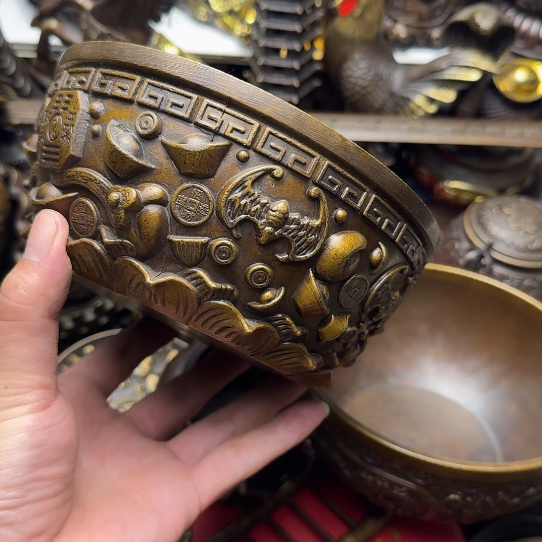 原矿 风魔铜藏收铜摆件