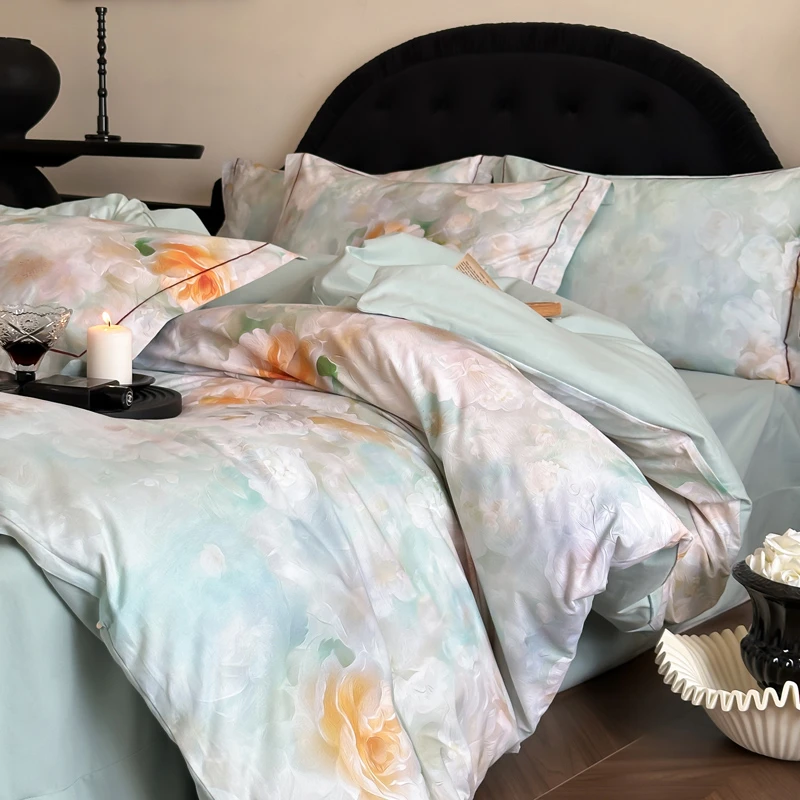 2024新款全棉3D立体印花加厚磨毛轻奢高端保暖秋冬花朵四件套冬被