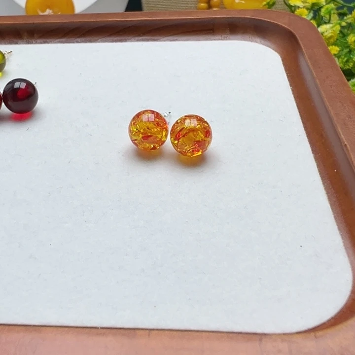 琥珀未镶嵌颈饰耳钉