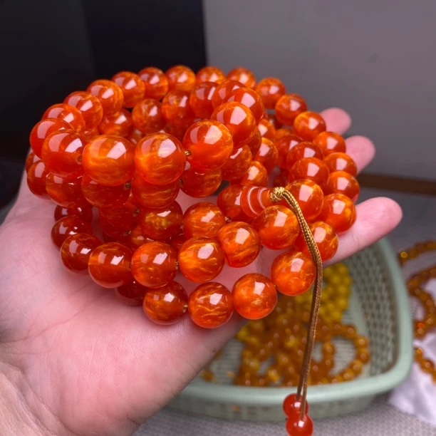 B624  14 108老料血丝海松蜜手串