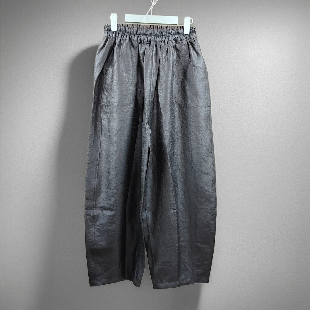 桑蚕丝香云纱双面双穿大码九分萝卜裤通勤宽松民族风时尚